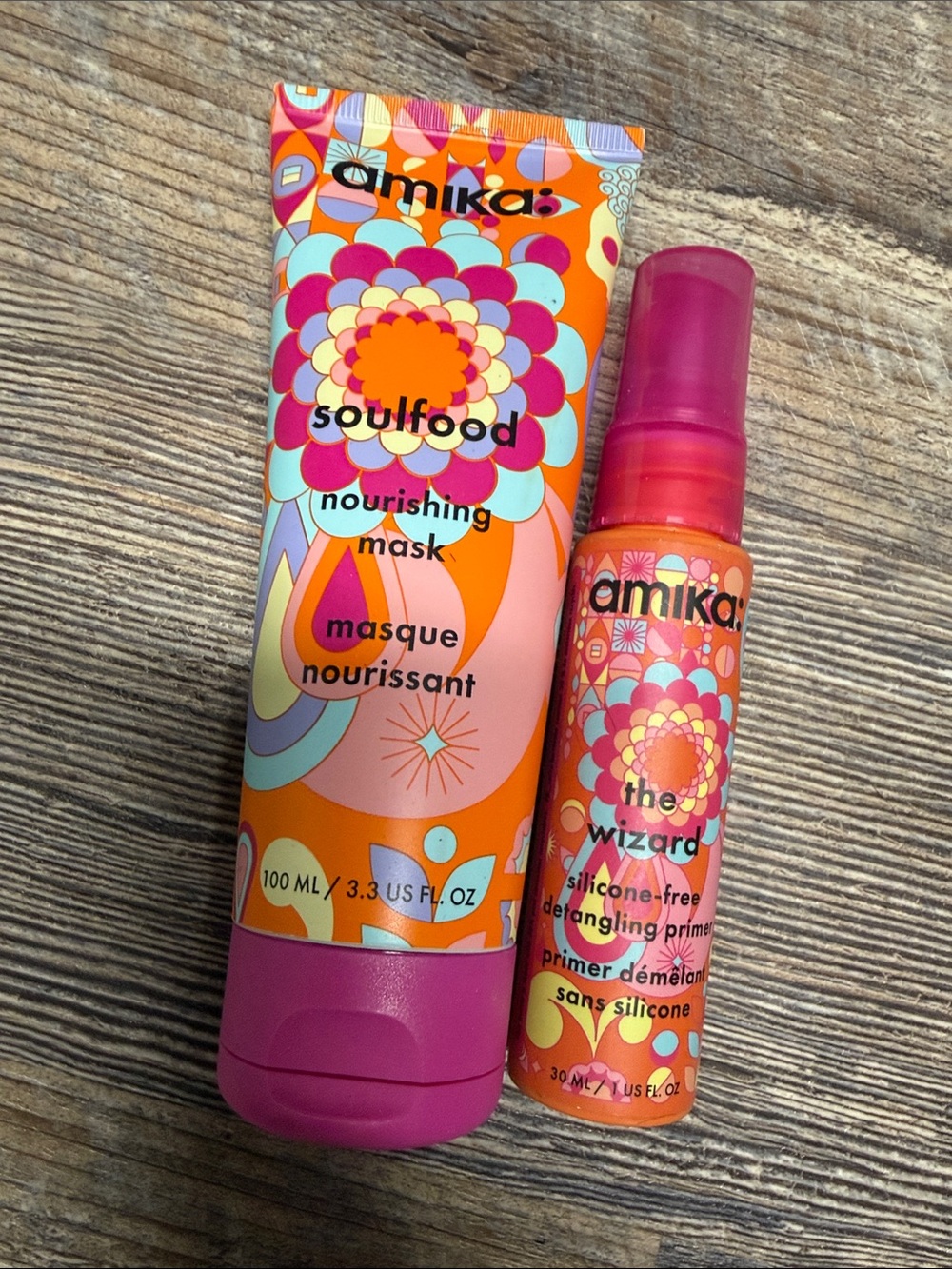 amika Soulfood Nourishing Mask & The Wizard Detangling Primer - travel sizes